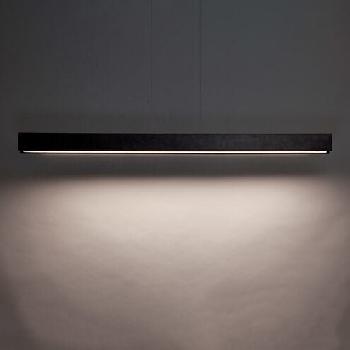 BDSM LED 42 inch Black Linear Pendant Ceiling Light in Black Vintage Leather